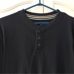 PIERRE CARDIN Navy Henley Long Sleeve Pullover/Pajama Top Medium